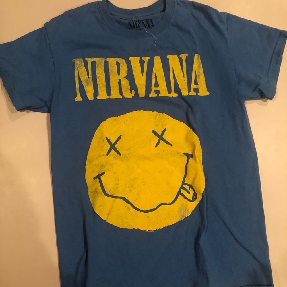 Blue and yellow nirvana smiley tee small - Picture 5 of 6